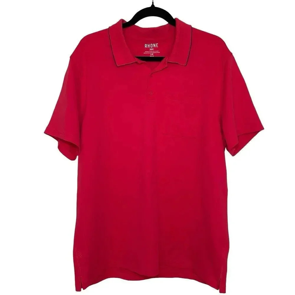 Rhône Men’s Outdoor Stretch Golf Performance Polo Red Size Large